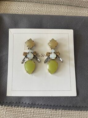 Stella & Dot Lime Green Teardrop 3 in 1 Statement Earrings